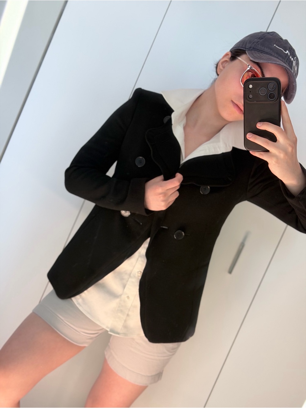 Women’s Black Double-Breasted Peacoat Jacket